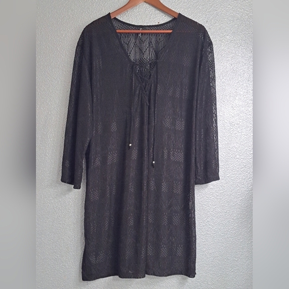 Black Lace Porto Cruz Swim Suit Cover Up - Picture 8 of 12